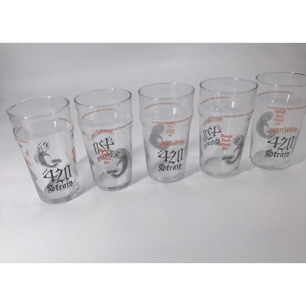 Sweet Water Brewing Company 420 Wheat Ale Pilsner Glasses  Kush 16‎ Oz Lot Of 6